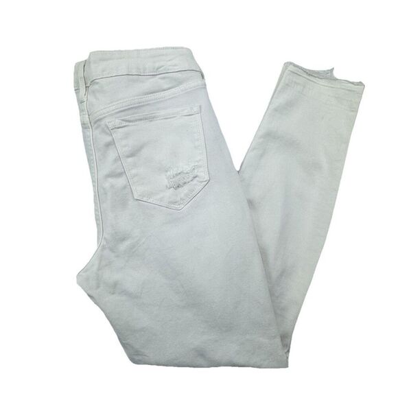Old Navy Rockstar Super Skinny Jeans Size 10 White Mid Rise Distressed Raw Hem - Picture 5 of 9
